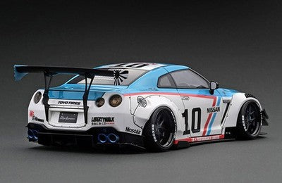 IGNITION MODEL IG2344 1/18 LB-WORKS NISSAN GT-R R35 TYPE 2 WHITE BLUE DIECAST