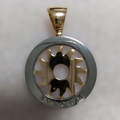 BVLGARI TONDO SUN PENDANT TOP YELLOW GOLD STAINLESS STEEL JEWELRY JPN
