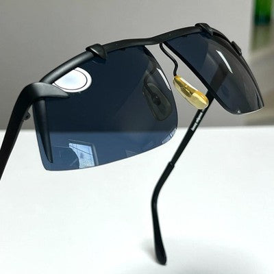 ISSEY MIYAKE MEN VINTAGE SUNGLASSES MATTE BLACK BLUE LENS RARE EARLY LOGO