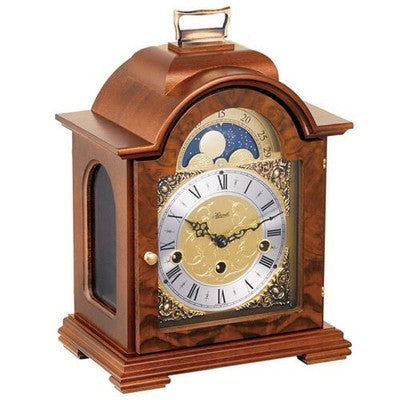 Hermle 22864-030340 Table Clock Walnut & Brass Moon Phase 8-Day