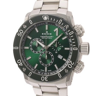 EDOX CHRONO OFFSHORE 1 10221 QUARTZ CHRONOGRAPH GREEN DIAL 45MM MEN'S WATCH