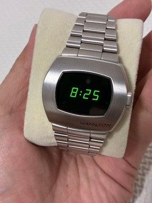 HAMILTON H524140 DIGITAL WATCH PSR PULSAR SILVER GREEN TEXT AUTHENTIC