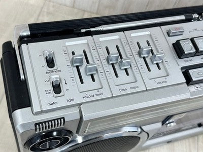 SHARP GF-303ST RADIO CASSETTE BOOMBOX RETRO SHOWA ERA W/ ORIGINAL COVER TESTED