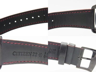 CITIZEN ECO-DRIVE PVD BLACK MEN'S WATCH AW1585-04E LEATHER STRAP 45MM MINT