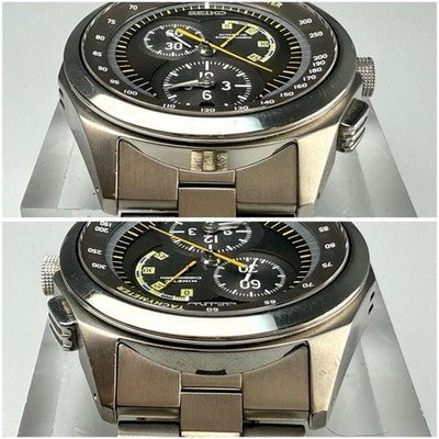 SEIKO KINETIC CHRONOGRAPH 7L22-0AN0 TITANIUM BLACK DIAL TACHYMETER MENS WATCH