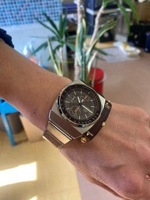 SEIKO ALBA V657-6090 CHRONOGRAPH QUARTZ WATCH BROWN DIAL GIUGIARO JAPAN VINTAGE