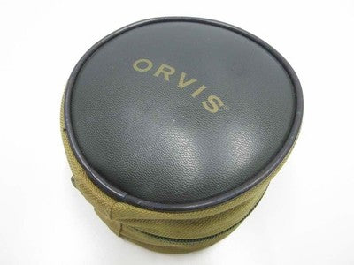 ORVIS FLY REEL CASE 10 CM IN HEIGHT, 10 CM IN WIDTH, AND 7 CM IN DEPTH