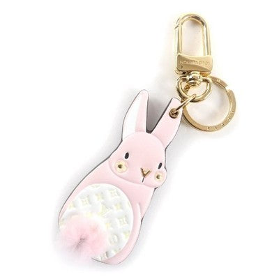 LOUIS VUITTON KEY RING HOLDER CHARM BUNNY PINK FUR LEATHER MONOGRAM BOX M01560