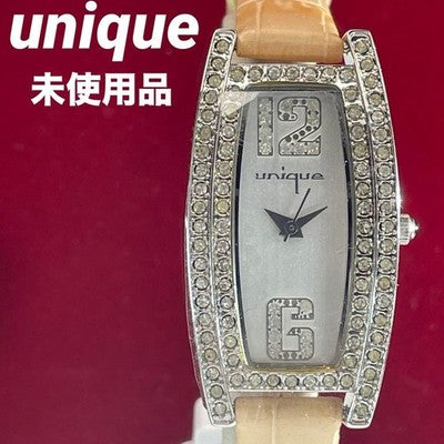 UNIQUE QUARTZ LADIES WRISTWATCH RECTANGULAR CASE LEATHER JAPAN-MADE MOVEMENT