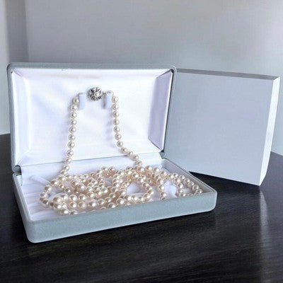 AKOYA PEARL NECKLACE GENUINE 8MM LARGE BEADS 130CM W/BOX FROM JAPAN