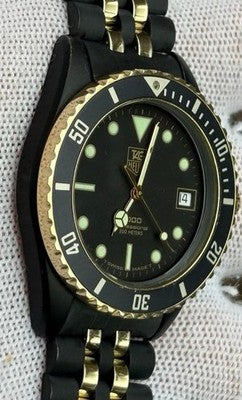 TAG HEUER 1000 PROFESSIONAL 200M 980.029N MEN'S WATCH BLACK GOLD VINTAGE