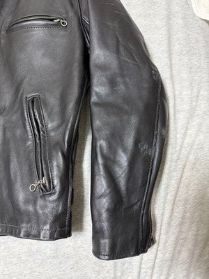 SCHOTT STAND UP COLLAR SINGLE RIDERS 641 LEATHER JACKET BLACK 36