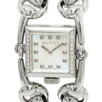 GUCCI SIGNORIA 116.5 12P DIAMOND SILVER QZ LADIES WATCH 2.9CM WRIST 16CM
