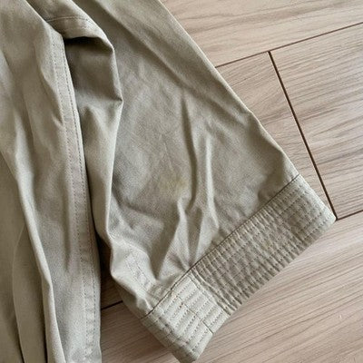 CHANEL VINTAGE BEIGE COTTON SKIRT SUIT SET GOLD BUTTONS SIZE 40 AUTHENTIC