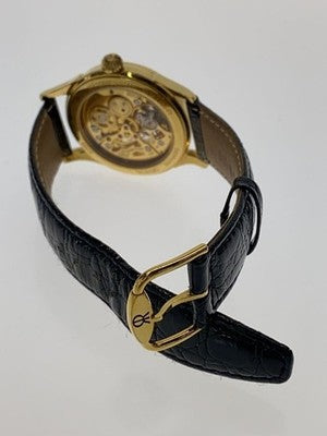 REVUE THOMMEN 4412006 SKELETON HAND WIND WATCH GOLD DIAL SWISS MADE