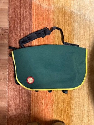 FREIGHT BAGGAGE MESSENGER BAG GREEN YELLOW HANDMADE SAN FRANCISCO RARE