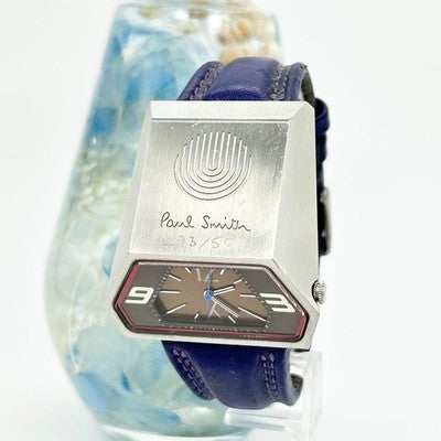PAUL SMITH CHRONOGRAPH 5930-H16293 QUARTZ PURPLE SILVER DIAL MEN'S LEATHER WATCH