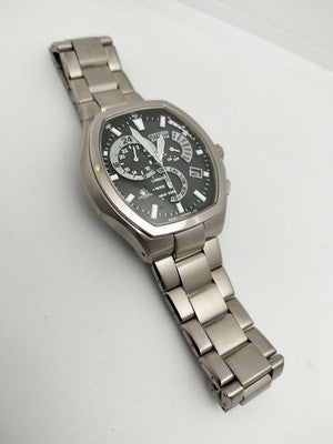 CITIZEN ATTESA E600-T006361 RADIO CONTROLLED SOLAR TITANIUM TONNEAU WATCH BLACK