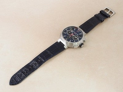 LOUIS VUITTON TAMBOUR CHRONOGRAPH Q102V BLUE/BLACK 44MM AUTOMATIC WRISTWATCH