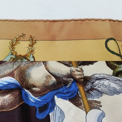 HERMES CARRE 90 LES AMERIQUES COLOMBUS SILK SCARF BROWN INDIAN