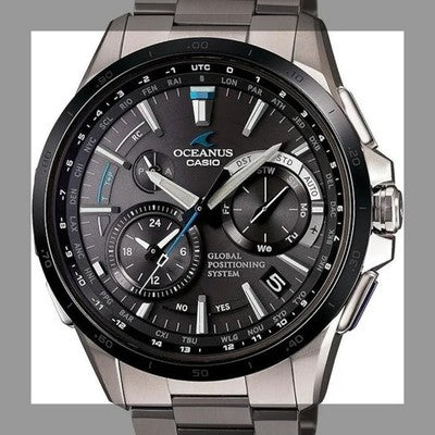 CASIO OCEANUS GPS HYBRID RADIO SOLAR WATCH OCW-G1000DB-1AJF UNUSED W/DLC BEZEL