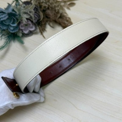 HERMES CONSTANCE REVERSIBLE H BELT SIZE 65 CREAM BROWN GOLD HW Z STAMP 1996