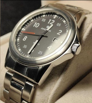 JUNGHANS MEN'S WRISTWATCH ROUND FACE GERMAN MADE QUARTZ EXCELLENT+++++