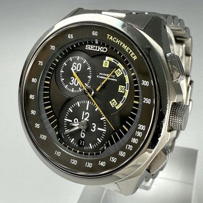 SEIKO KINETIC CHRONOGRAPH 7L22-0AN0 TITANIUM BLACK DIAL TACHYMETER MENS WATCH