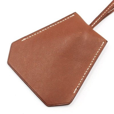 HERMES CLOCETTE KEY RING NECKLACE BROWN LEATHER SILVER LOGO MARGIELA ERA W/BOX