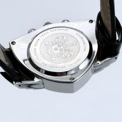 HAMILTON VENTURA CHRONOGRAPH 6345 QUARTZ BLACK DIAL STEEL MEN'S LADIES WATCH