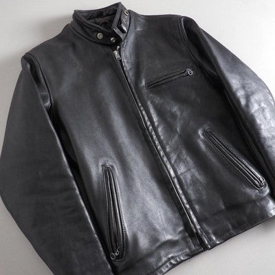 SCHOTT STAND UP COLLAR SINGLE RIDERS 641 LEATHER JACKET BLACK 36 EXCELLENT++++