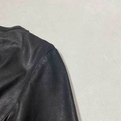 AGNES B LEATHER JACKET LAMBSKIN SIZE 40 FRANCE CARDIGAN BLACK 80S VINTAGE