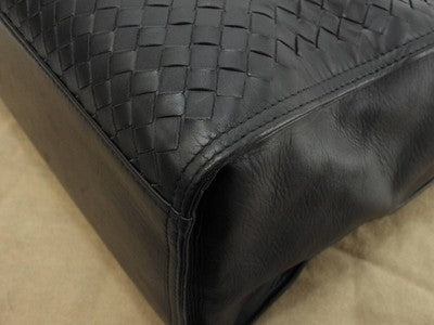 BOTTEGA VENETA INTRECCIATO LEATHER TOTE BAG BLACK BUSINESS SHOULDER BAG