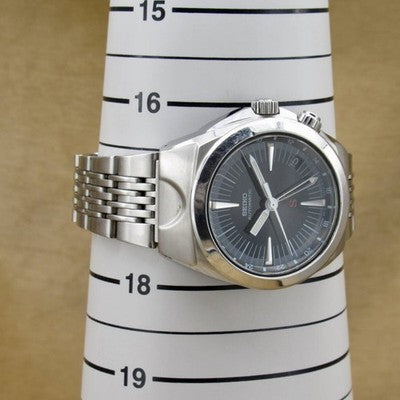 SEIKO SUS GMT 4S12-0010 BLACK DIAL AUTOMATIC STAINLESS STEEL VINTAGE WATCH 1997