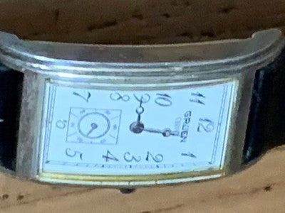 GRUEN CURVEX STERLING SILVER RECTANGULAR ART DECO QUARTZ SMALL SECOND WATCH