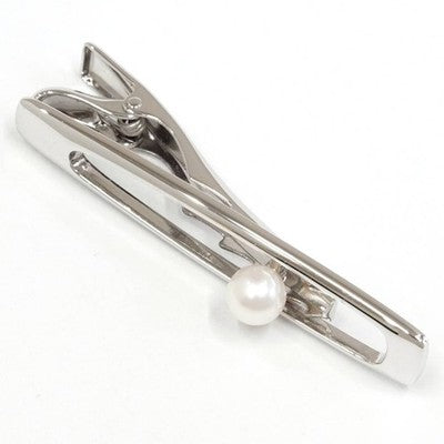 MIKIMOTO PEARL TIE BAR TIE CLIP SILVER PEARL 6MM APPROX. 7.1G EXCELLENT+++++