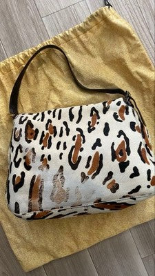 FENDI MAMMA BUCKET SHOULDER BAG, LEOPARD PRINT, CALF HAIR, WOMEN'S FASHION