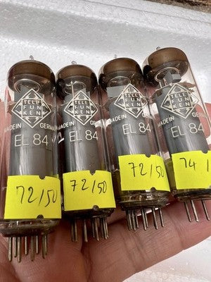 TELEFUNKEN EL84 VACUUM TUBES MADE IN GERMANY - SET OF 4 - TESTED WORKING