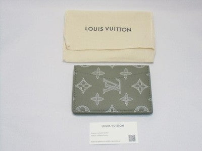 LOUIS VUITTON ORGANIZER POCKET A028 OLIVE GREEN CARD HOLDER WALLET RARE