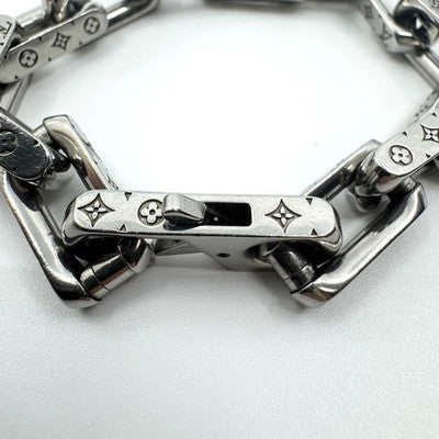 LOUIS VUITTON COLLIER CHAIN MONOGRAM BRACELET SILVER METAL MEN LUXURY AUTHENTIC