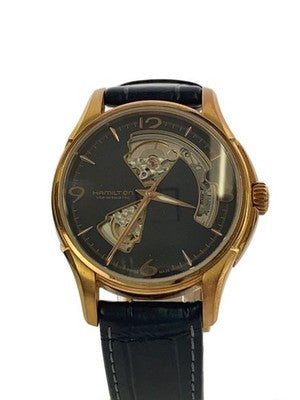 HAMILTON JAZZMASTER OPEN HEART H325751 AUTOMATIC BLACK DIAL LEATHER MEN WATCH