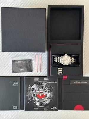 ORIS BIG CROWN POINTER DATE 754 AUTOMATIC 26 JEWELS 40MM SILVER DIAL BOX PAPERS