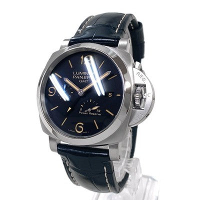PANERAI LUMINOR 1950 3 DAYS GMT BLACK DIAL PAM01321 STAINLESS STEEL 44MM