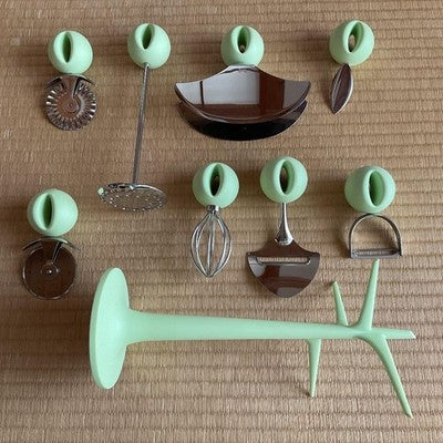 ALESSI FAITOO MANGETOO CUTLERY STAND W 8 PHILIPPE STARCK DESIGNED UTENSILS SET