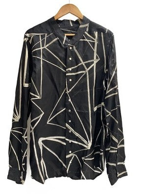 RICK OWENS 22SS SNAP COLLAR FAUN SHIRT 52 RU01B1290-JP1 DRAW CORD PATTERN USED