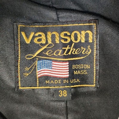 VANSON ONE STAR LEATHER JACKET NO PATCHES RARE BLACK/RED SIZE 38 MADE IN USA