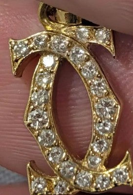 CARTIER 2C DOUBLE C C2 DIAMOND CHARM 18K YELLOW GOLD K18YG AUTHENTIC JP