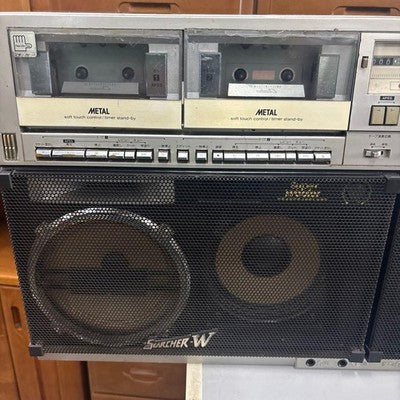 SHARP GF-909 SILVER BOOMBOX AM/FM RADIO DUAL CASSETTE FOR PARTS REPAIR