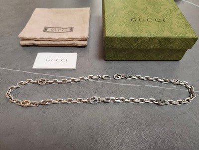 GUCCI INTERLOCKING G NECKLACE SILVER AG925 USED W/ BOX