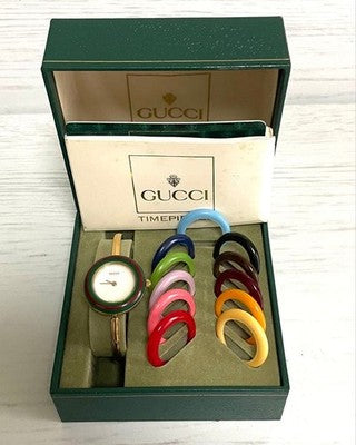 GUCCI CHANGE BEZEL WATCH 11 COLORS NEW BATTERY BOX WARRANTY FULL SET WORKING